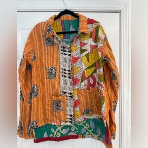 Kantha Button Down Shirt free size